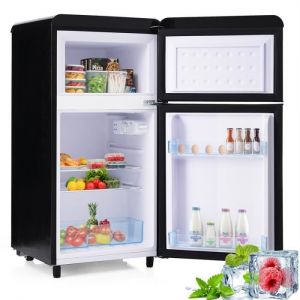 Réfrigérateur - DREAMMESPACE - Rétro 2 portes - 72L total - 21L congélation - Classe E - Noir