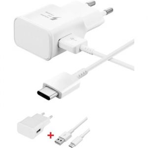 Chargeur Secteur - Samsung - Galaxy J4 Plus/J4/J6/J6 Plus - Charge Rapide - C&acirc;ble Micro-USB - Blanc