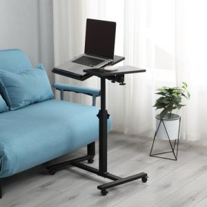 MIPAN. Support Pc Et Tablette -Table dappoint &agrave; roulettes - Pour lit et canap&eacute; R&eacute;glable en Hauteur Plateau inclinable -A -Noir