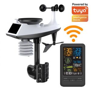 Station Météo Sans Fil Vitesse du vent Direction Pluie Indice de lumière Température Humidité Moniteur avec capteur extérieur