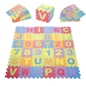 Tapis de Jeu pour Bébé / Enfant - QIAN - Puzzle Mousse EVA Non Toxique - 26 Lettres + Chiffres 0 à 9