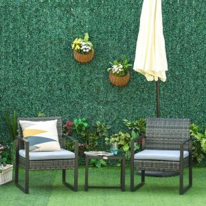 Salon de Jardin Exterieur-CDISPLAY -Ensemble de mobilier de jardin pour balcon adapt&eacute; pour 2 personnes avec coussins