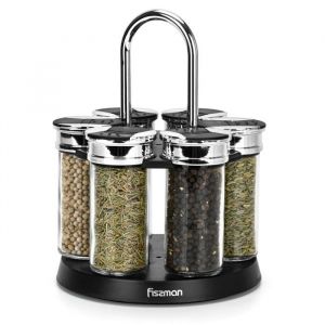Pot &agrave; Epice Bocaux Conteneur &agrave; condiments a Epice Spice Rotatif Set 360&deg;Support &agrave; Epices Transparent Portable avec 6 Pots &agrave;