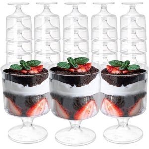 Lot de 80 verrines en plastique 60 ml rondes parfaitement transparentes et r&eacute;utilisables pour servir de la mousse.