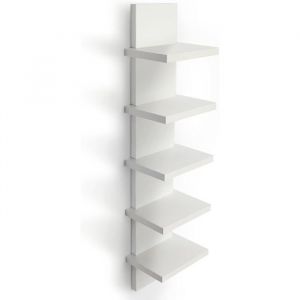 &Eacute;tag&egrave;re murale blanche 5 niveaux &ndash; colonne verticale design pour rangement et d&eacute;coration int&eacute;rieure