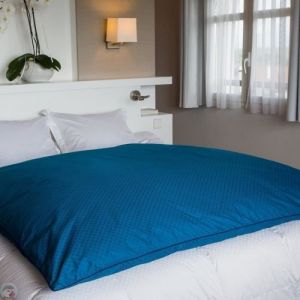 Housse d&eacute;dredon - CASTEX COUETTES NATURELLES - 160x170 cm - Coton jacquard - Lavable en machine - &Eacute;l&eacute;gance chic