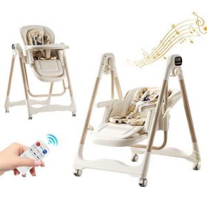 Chaise de salle &agrave; manger b&eacute;b&eacute; Balancelle Transat b&eacute;b&eacute; chaise &agrave; bascule multifonctionnelCeinture de s&eacute;curit&eacute; cinq points timing