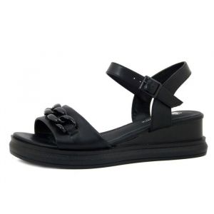 Chaussure Femme - Sandale nu-pied - LAURA VITA - Cuir - Noir - Talon Compensé