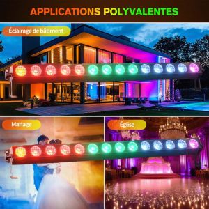 Barre &agrave; LED - UKING -  150 W en aluminium 14 LED RGBW COB avec contr&ocirc;le DMX512 -Lumi&egrave;res soir&eacute;e - PACK DE 2