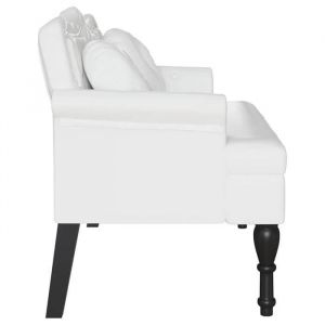 Black Friday Banc salon - JILL - Banquette/Coffre - desgin Chesterfield - Blanc 1205x65x75 cm - Cuir synth&eacute;tique BB495