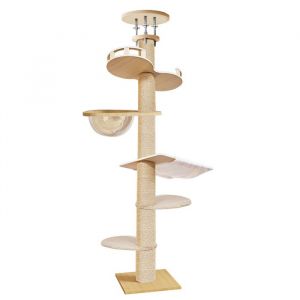 Arbre À Chat Du Sol Au Plafond Avec Hauteur Réglable ，Conception multicoucheSécurité et stabilitéMatériau de première qualité