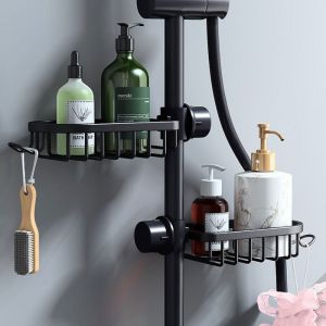 Étagère Douche Inox sans Perçage Lot de 2 Télescopique Porte Savon Barre Douche