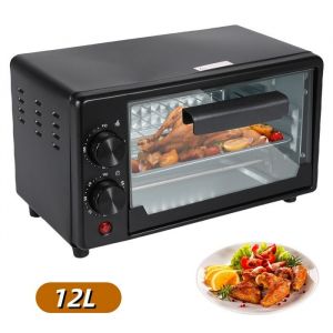 Mini Four Electrique 12L 600W Four Multifonction avec plaques de cuisson 100-250℃ Air chaud &agrave; 360 degr&eacute;s Minuteur 0-60 min