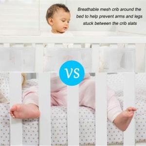 OMABETA Tour de lit b&eacute;b&eacute; Ensemble de pare-chocs de berceau de b&eacute;b&eacute; doublure de berceau en maille respirante deco lit Blanc