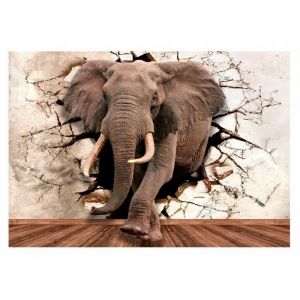 Papier Peint Intissé Panoramique 3D Effekt Éléphant 254x184 cm Tapisserie Chambre Salon Photo Non Tissé Muraux Trompe loeil