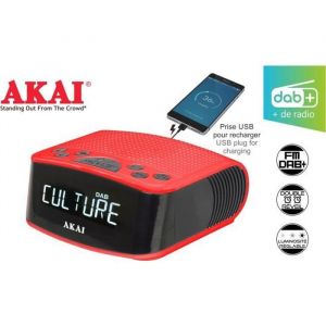 Radio-r&eacute;veil FM/DAB+ avec prise USB pour recharge - AKAI - Rouge