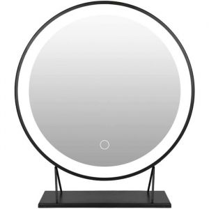 Miroirs cosmétiquesMiroir de MaquillageMaquillage Lumineux LEDMiroir Rond pour Salle de Bain Chambre Coiffeuse-Cadre Noir- [77]