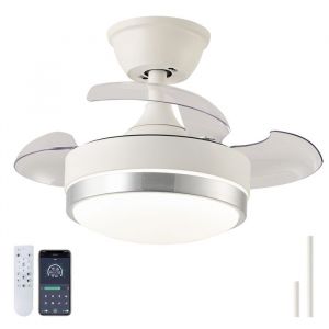 26 Ventilateur de plafond rétractable argent réversible ventilateur de plafond avec lumière LED 6 vitesses avec salon