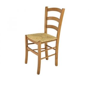 Tommychairs - Chaise cuisine VENICE robuste structure en bois de hêtre peindré en couleur chêne et assise en paille