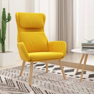 Fauteuil scandinave de relaxation MVS - Chaise de relaxation Jaune moutarde Velours855 Kg