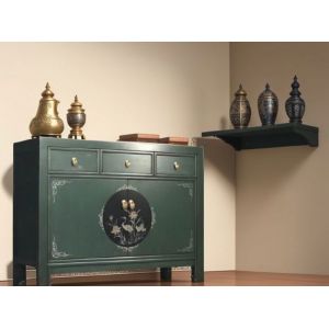 Commode armoire de chambre chinoise Buffet Vintage Oriental asiatique Shabby-Chic vert