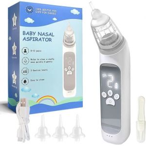 Aspirateur Nasal &Eacute;lectrique B&eacute;b&eacute;Mouche Bebe avec 3 niveaux daspiration lumi&egrave;re musique et 3buses r&eacute;utilisables pour b&eacute;b&eacute;