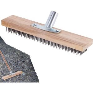 Brosse à balai métalliqueYSTP balai de jardin robuste pour lextérieur en mousse cour terrasse bâtons de nettoyage non inclus