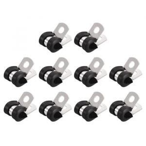 Collier de serrage SOURCING MAP 30Pcs 6mm 304 Inox Caoutchouc Amorti Isolé C Lampe Attache Grillage Rigide Sangle Clip Fixation
