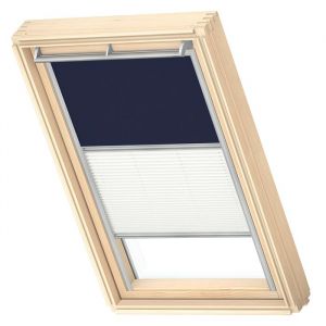 VELUX Store Original Duo Occultant Bleu Fonc&eacute; Cadre Argent&eacute; DFD MK04