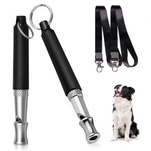 Sifflet pour Chien 2 Pi&egrave;ces R&eacute;glables Sifflet Chien Rappel Sifflet Ultrason Chien avec Lani&egrave;re Sifflet pour Dressage de Chien