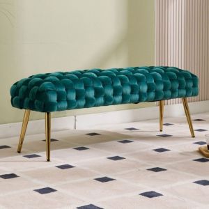 Wahson Banc de Lit pour Chambre Banc en Velours Banc &agrave; Entr&eacute;e Moderne Banquette dentr&eacute;e et Pouf Bout de Lit pour Salon Vert