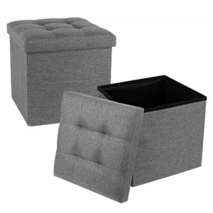 IZTOSS Canapé Pouf avec coffre de rangement - Gris - 38 x 38 x 38 cm - Simili cuir