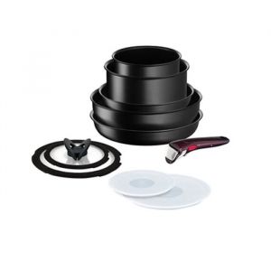 Batterie de cuisine 10 pi&egrave;ces Ingenio IH Noir Unlimited Tefal - Tious feux + induction - L3889092