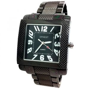 MONTRE HOMME ACIER NOIR ELEGANT GRIS CHROME CARRE BOSS FORMULE UN CLASSIQUE