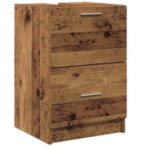 BONNIE&reg;Meuble Sous &eacute;vier/lavabo - SUIKUN - Meuble pour Vasque &agrave; Poser Bois Ancien 40x37x59 cm Bois ding&eacute;nierie FR525020