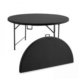 Table pliante ronde 8 personnes noire - REKKEM - Pliable - 150 cm - PEHD