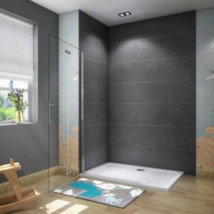 Paroi de douche pliante AICA - 85x195cm - Verre anticalcaire - Gris