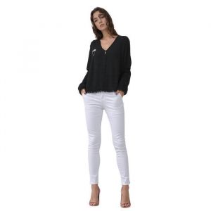 Jean Femme Chic Slim Fit Blanc - Taille Haute &Eacute;l&eacute;gante en Coton & Lycra pour un Look Tendance et Confortable