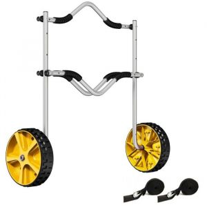 Canoe Chariot Kayak Réglable Bateau Surf Paddleboard Sangle Tension Aluminium Jaune Pliable Transport