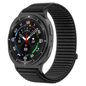 FFO2World Bracelet Samsung Watch 8 40/44mm 46mm Classic - Bracelet nylon sport tissé velcro compatible Galaxy Watch 8 - Noir