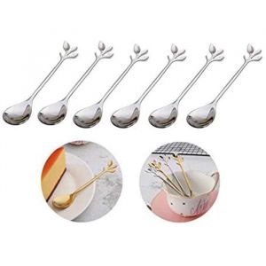 Cuill&egrave;re &agrave; caf&eacute;Cuill&egrave;re &agrave; Dessert en Acier inoxydableCuill&egrave;re &agrave; caf&eacute; cadeaucuill&egrave;re &agrave; dessert design branchepour th&eacute;lait6pcs