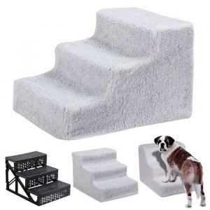 Escalier Pont pour chien à 3 marches escalier pour chat pour animaux de compagnie échelle antidérapante gris clair35x45x30cm