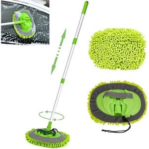 160cm Brosse Lavage Voiture Nettoyage à Manche Long Kit de Vadrouille2en1 Chenille Microfibre Balai Pinceau pour Véhicule Voitures