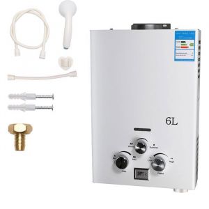 Chauffe-eau à Gaz 6L Chauffe-eau Instantané Portable au Propane avec Affichage Numérique Protections Multiples pour Maison