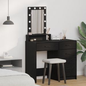 Moderne Coiffeuse Table de chambre avec des lumières LED en chêne noir 50x41x140 cm @FR(556345)