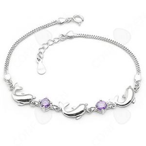 C Bracelet 925 argent massif dauphin avec améthyste pour femmes bijoux cadeaux pour lanniversaire de noël saint valentin cadeaux