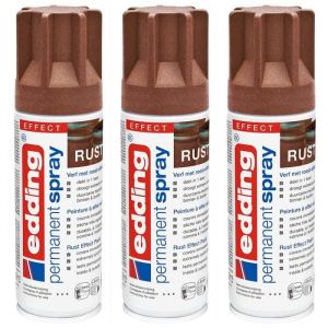 Spray Peinture Permanent - edding - 5200 - Effet Rouille - Mat - 3 unit&eacute;s