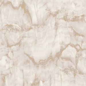Papier peint - Crown - Aura - Effet marbre - Doré et crème - 10 m x 53 cm