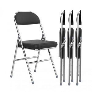 MIPAN.Chaise Pliante Lot de 4 Chaises de conf&eacute;rence Pliantes en Cuir PU Douillet et Cadre en Acier de Jardin et de Camping-Style 1