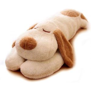 Chiot en Peluche Géante Oreiller de Chien Doux et Extra Large Peluche pour Enfants - Taille 130 cm Riz Blanc